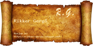 Rikker Gergő névjegykártya